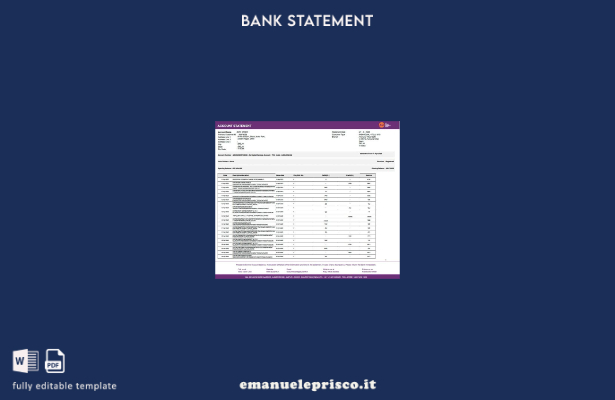 modello word di estratto conto bancario India AU Small Finance in stile verifica